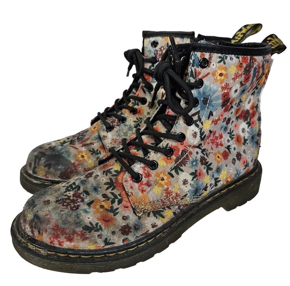 Dr. Martens Floral Wanderlust Lace Up Combat Boots Women's Size 5 Dingy